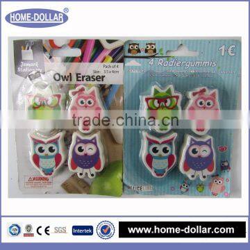 New type promotional gift various lovely cartoon owl shaped eraser manufacturer