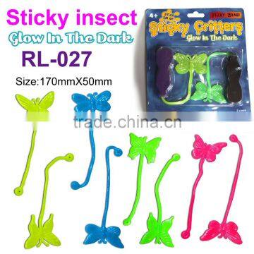 Promotional Soft Sticky Insect Toys/Plush Glow in the Dark Toys