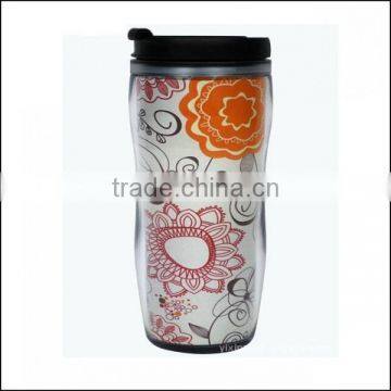 16oz High Quality Plastic Tumbler Double Wall Insulated Coffee Cup,OEM Plastic15oz Color Straight Water Coffee Tea Cup With Lid photo-2