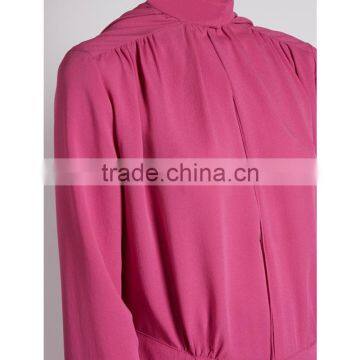 2017 Latest Women Spring Ruched Shoulder Vetements Silk Crepe Midi Dress HSD9918 photo-6