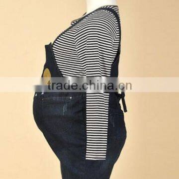 Maternity Spring New Pregnant Women Overalls / Korean Fashion Pregnant Women Jeans Overalls / Spring and Autumn Prop Belly Pants photo-3