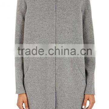 OEM service outdoor winter 100% wool grey long hooded wool coats