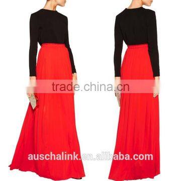 New Arrival High Quality Ladies Red Long Chiffon Maxi Skirt OEM Service photo-5