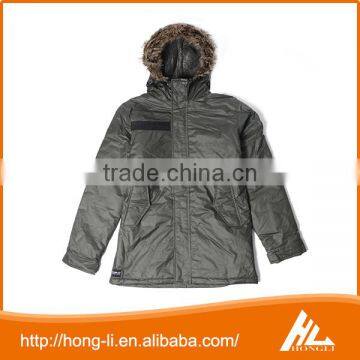 Wholesale fashion jacket 100% polyester long style winter men's cotton parka coat