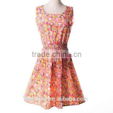 Hot Sell New Korean Style Women Clothing Bohemian Floral Sleeveless Vest Printed Beach Chiffon Dress Bohemian Style Clothing photo-4