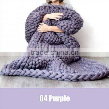 Wholesale Super chunky blanket Knitted blanket handmade wool blanket