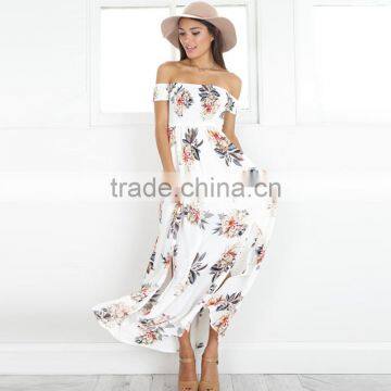 Maxnegio off Shoulder Backless Bohemian Girls Smoking High Slit Dress photo-6