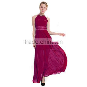 Maxnegio Long Dress Maxi Chiffon Beaded Round Neck Evening Dress photo-3
