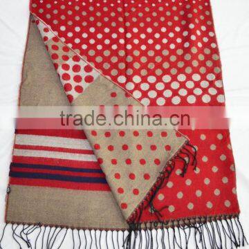 Fashion hot stylish lady stripe dot soft 100%viscose winter scarf