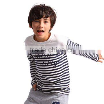 kids boys Round collar stripe high quality tshirt