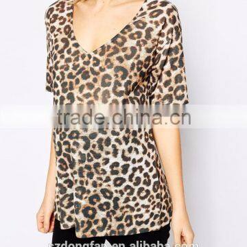 Wholesale Fashion Maternity Clothes Leopard Print Jersey Blouse photo-4