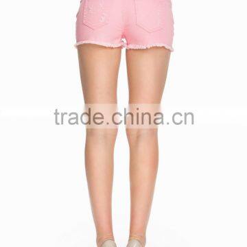 Latest Fashion Design Stone Washed Shorts Women/sexy Denim Shorts With Trim photo-2