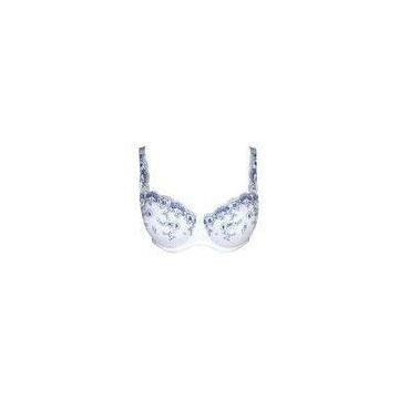 Beautiful Embroidery Mesh Underwire 42E  Bra Contrast Color Nice Shoulder Straps