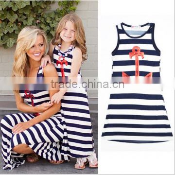 Mom and daughter dress matching chevron dress hot sales long frock China manufacturer