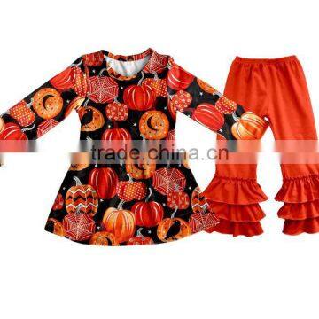 Wholesale Girls Boutique Outfits 2017 Kids Halloween Clothing Designer Pumpkin Appliqued Baby Clothes photo-6