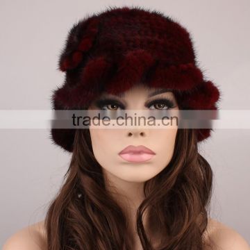 Y.ROGUSA Brand YR035 Wholesale and Retail Fashion Elegant Real Mink Fur Knit Beanies