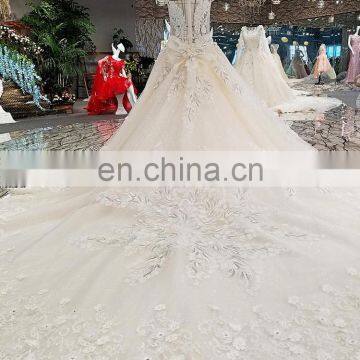LS00249 Real Photos Cap Sleeves Lace Sleeve Zipper Long Train Bow Ghana Wedding Dresses for Sale Online photo-5