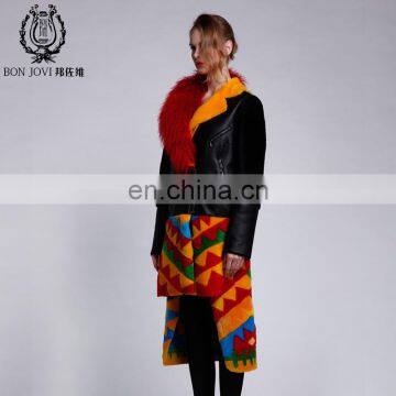 Charm Style Sheep Shearing Fur Jacket Wonderful Design Merino Sheep Fur Overcoat Ladies Winter Multicolor Fur And Leather Coat photo-4