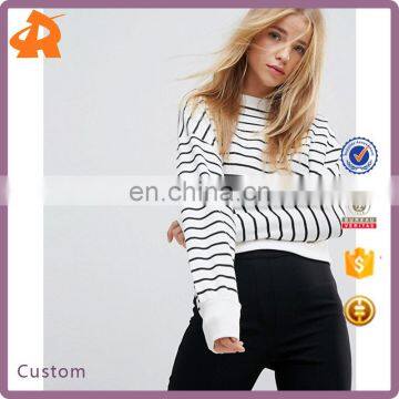 OEM factory high quality simple design sweatshirt new look stripe crop sweat