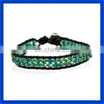 new 2014 Crystal Bicone Green Beads Stretch Wrap Bracelet TPCL128#