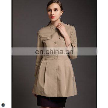 T-WJ023 Latest Ladies Fashion Coat Spring Thin Khaki Single-Breasted Jacket