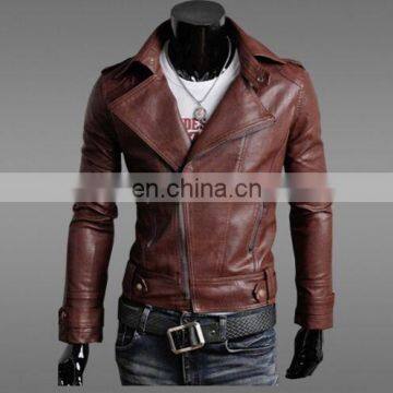 Men's Short Motorcycle Slim Fit Faux Leather Casual Coat