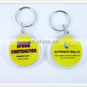 Round shape custom logo card inserted Acrylic keychain