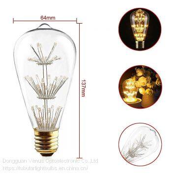 Vintage Light Bulb ST64 3W Edison LED Bulb 250LM repalce 25W Incandescent lamp