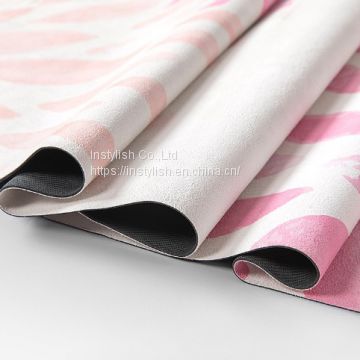 Printing Design Microfiber Suede Yoga Mat with Anti-Slip Natural Rubber Base