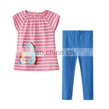 Pink Stripe Dress And Leggings  Girl Summer Outfit Kids Clothing Baby Clothes