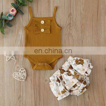 2020 Summer Children's Suit Summer Clothes Ins Female Treasure Sling Baby One-piece Suit Bag Fart Fashion Skirt Children's Wear