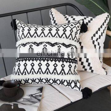 Ready to Ship Home Decoration Pillow Case Printed Tufted Sofa Cushion Cover With Tassels photo-5