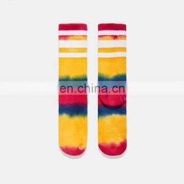 Factory wholesale summer colorful tie-dyed crew knitted socks