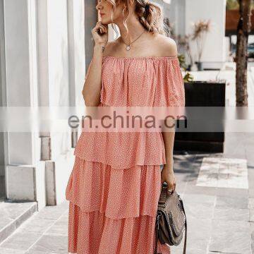 Spring and Summer 2020 New Word Shoulder Cake Group Dress Explosion Models Women's Clothing Factory Direct Sales photo-6