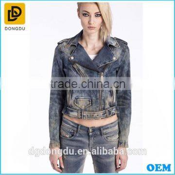 hot sale 2016 denim jacket women short jean denim coat ladies bike jackets