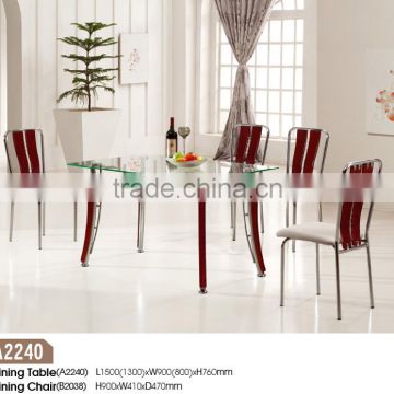 Glass dining table and chairs for dining room furniture