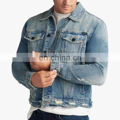 2021 clothing factory custom logo fall winter plus size thick short denim jacket for man