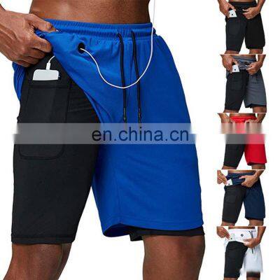 Men's Workout Running 2 In 1 Double - Deck Training Gym Shorts With Pockets High Quality 2 In 1 Fitness Running Short