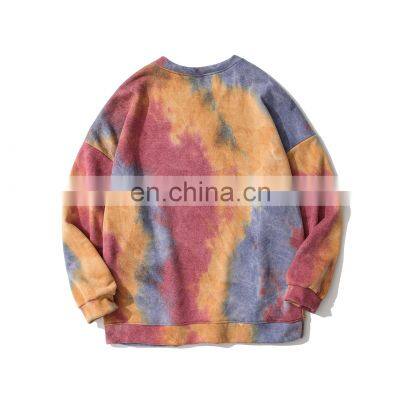 2021 HIgh Quality Fleece Personalized Sweatshirts Custom Winter Crewneck Tie Dyed Sweatshirts Men