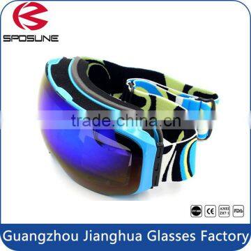 2015 Newest style fashoin dual lenses sphercial design mirrored snownoard goggles
