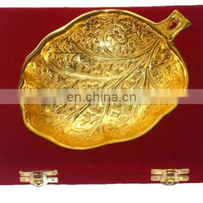 gold plated leaf design bowl