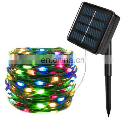 120L 12M Green PVC Wire Color Changing Outdoor Led Solar Power Christmas Decoration String Lights With 800MA Solar Panel