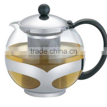 round glass teapot, glass teapot with stainless lid,kettle with plastic handle