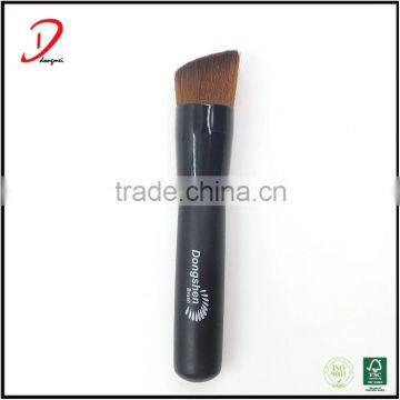 Custom Black Wooden Handle Synthetic Hair Foundation Brush