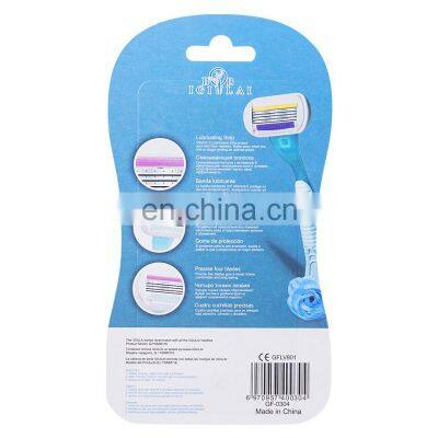 4 Layers Razor Blade Women Customized Logo Razor Blade Manufacture Shaving Razor Germany Steel GF-0304