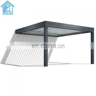 Motorized Powder Coated Metal Gazebo Aluminum Louvered Roof Pergola Kits With LED Lights gazebo aluminum pergola