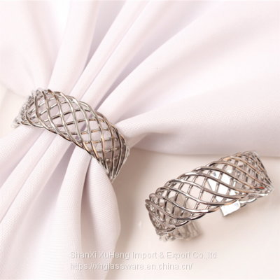 Rose Gold Silver Colored Simple Open Napkin Rings For Wedding And Events photo-3