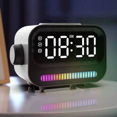 New Arrival Innovative Robot Multifunction Digital Display Alarm Clock With Phone Wireless Charge And Portable Bluetooth Speaker