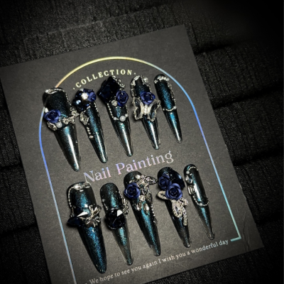 Wholesale Price Customized False Nail Dark Gothic Light Luxury for Special Occasions photo-3