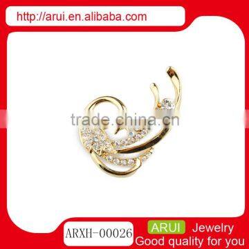 2014 elegant wedding gold peacock rhinestone brooch wholesale